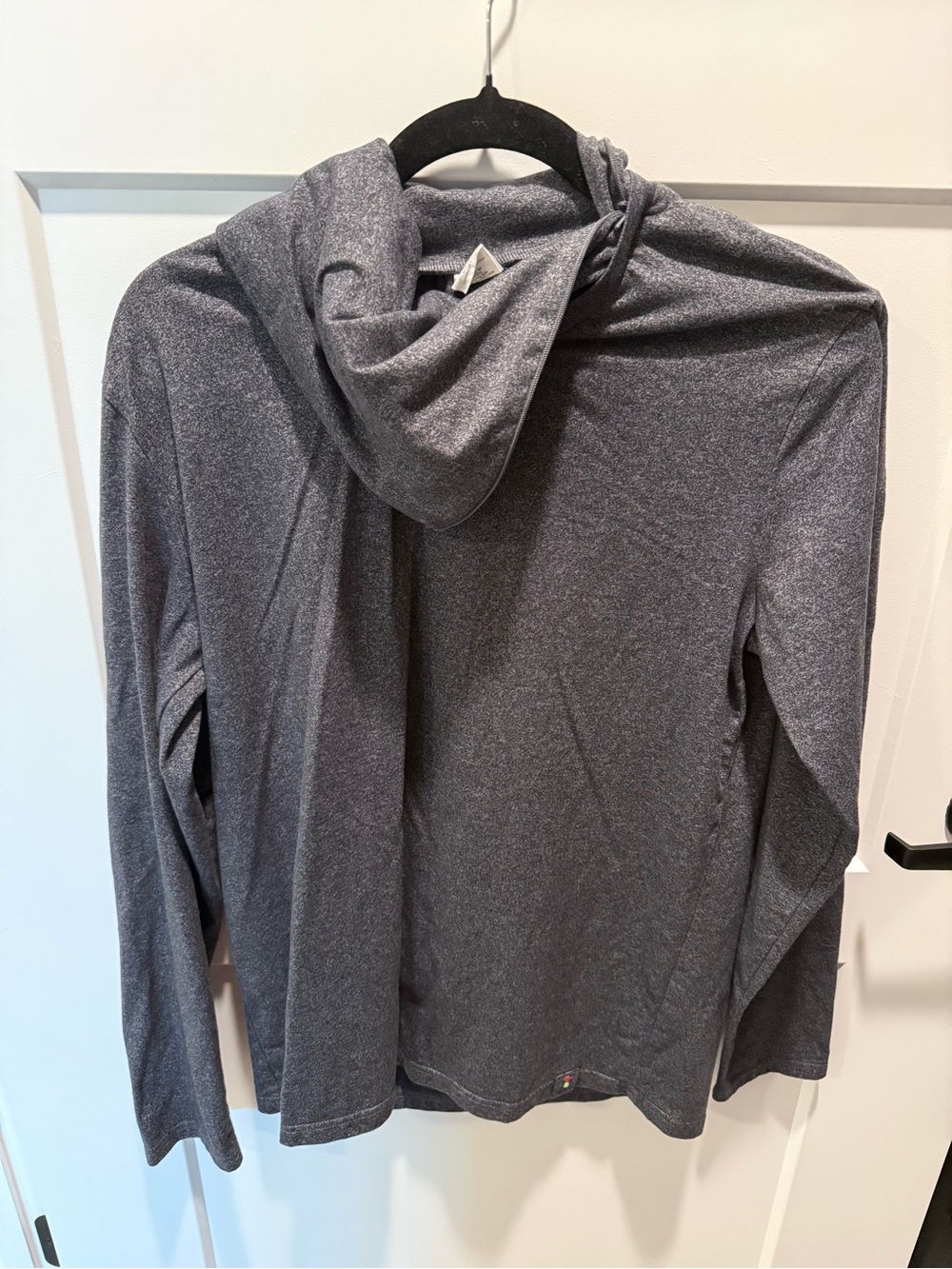 Adana Heather Gray Hooded Performance Long Sleeve Top Women’s L